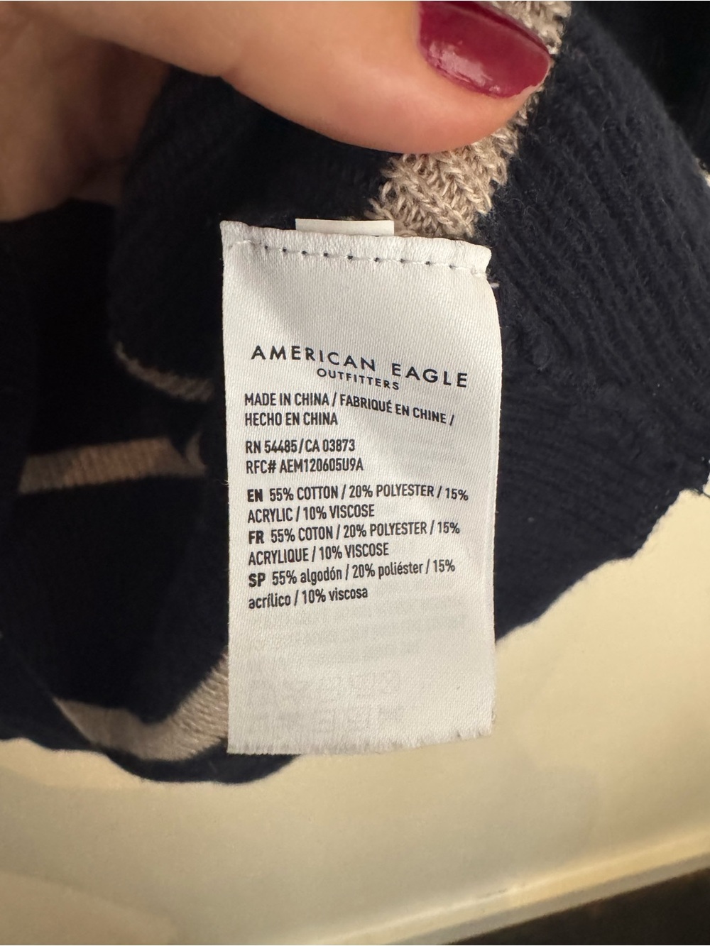 American Eagle Navy Striped Mock Neck Sweater Women’s Small Jegging fit - Picture 6 of 10
